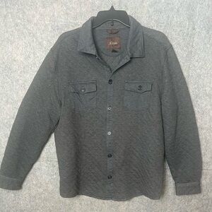 Tasso Elba Men Size Large Quilted Button Up Charcoal Shirt‎